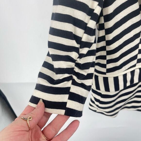 Monteau Women's Single Button Blazer Striped 3/4 Sleeve black white Medium - Picture 3 of 11